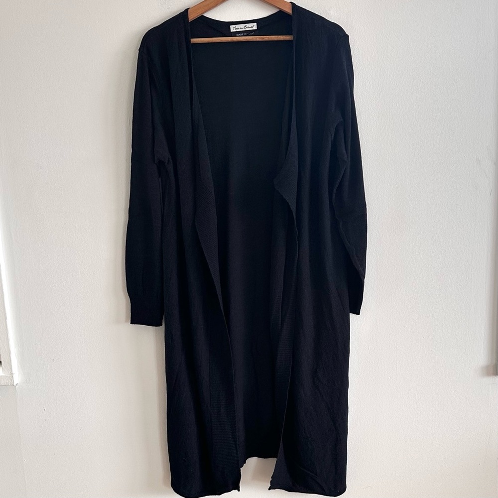Nero Su Bianco Made in Italy wool blend longline duster navy cardigan  medium